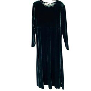 Vintage Jacqueline Ferrar Forest Green Velvet Midi Maxi Dress 12